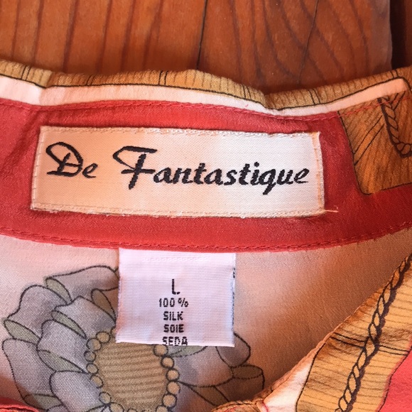 Silk horse patterned blouse L - Picture 5 of 5